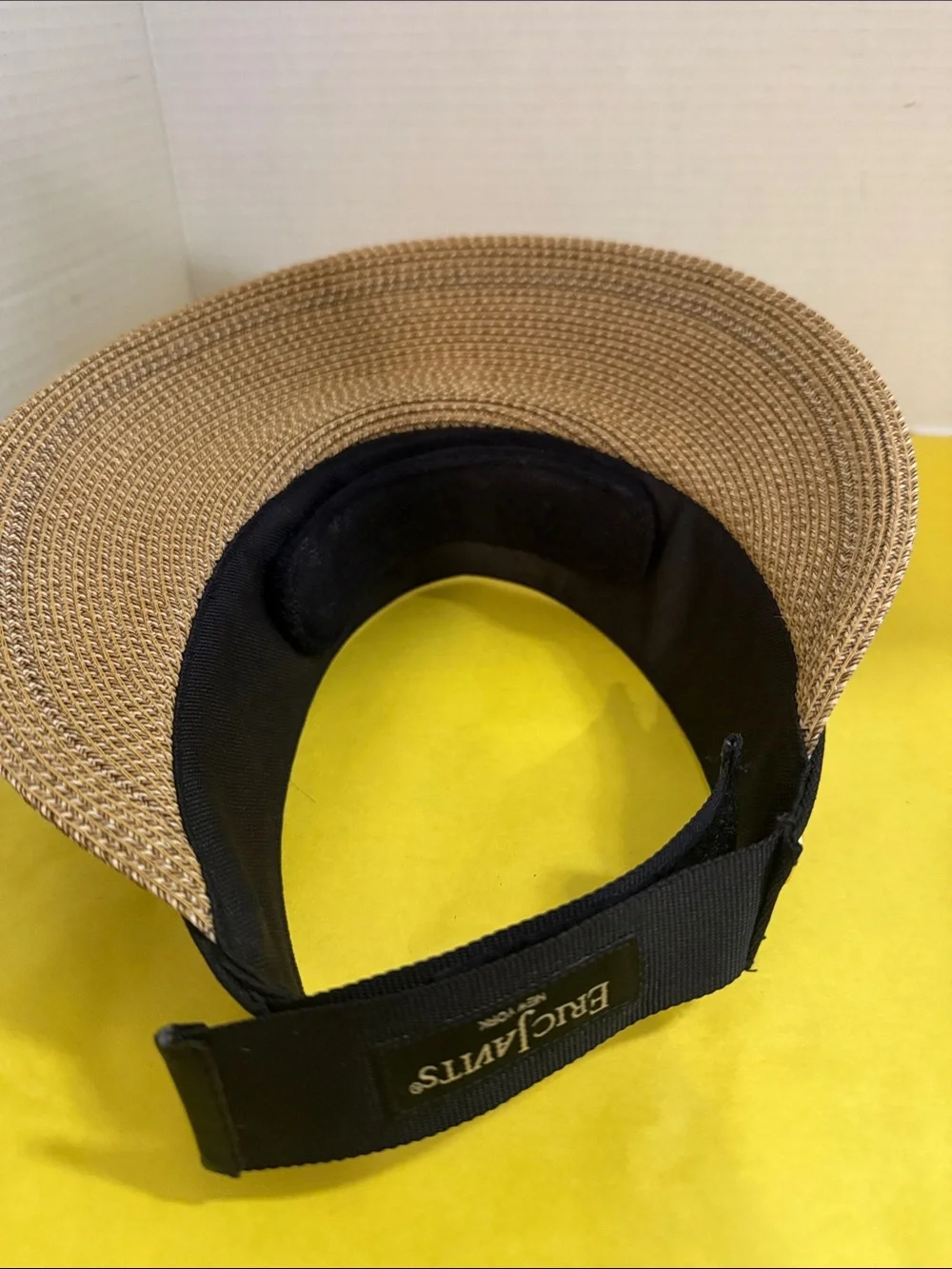 Eric Javits Black Band and Natural Straw Visor with Gold Accent - Picture 5 of 5